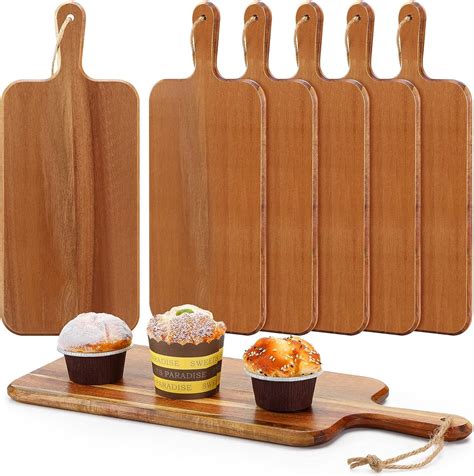 6 Pack Acacia Wood Cutting Board With Handle Wooden Kitchen Chopping