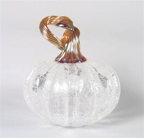 Hand Blown Glass Pumpkin With Gold Stem Luxury Home By Avolieglass