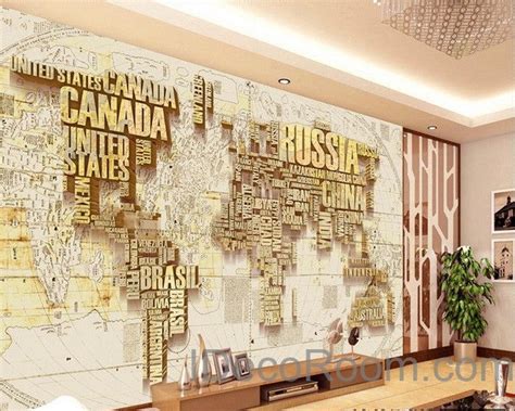 Abstract World Map Nation 3d Wallpaper Wall Decals Wall Art Print Mura