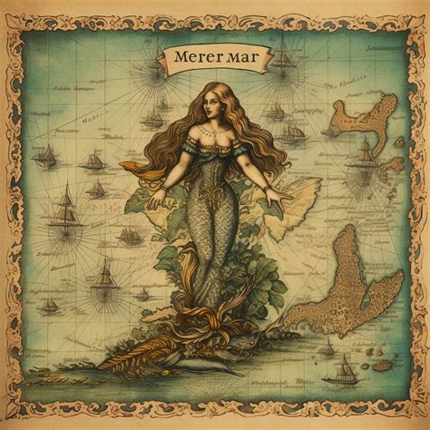 Vintage Mermaid On Map Art Free Stock Photo Public Domain Pictures