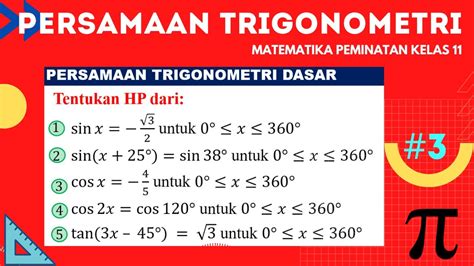 Persamaan Trigonometri Matematika Peminatan Kelas Part Lengkap