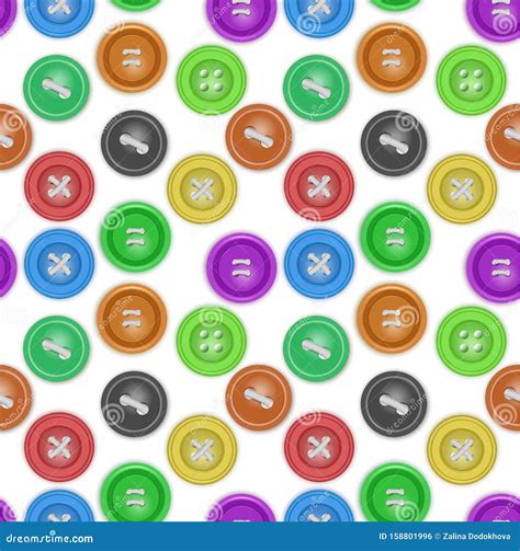 Seamless Pattern With Buttons For Clothes Of Different Bright Colors Ideal For Textile