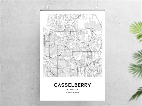 Casselberry Map Print Casselberry Map Poster Wall Art Fl Etsy