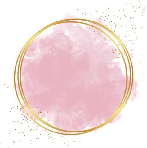 Pink Watercolor Gold Circle Clipart Glitter Border Frame Etsy