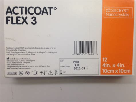 Smith And Nephew 66800406 Acticoat Flex 3 Silver Coated Antimicrobial