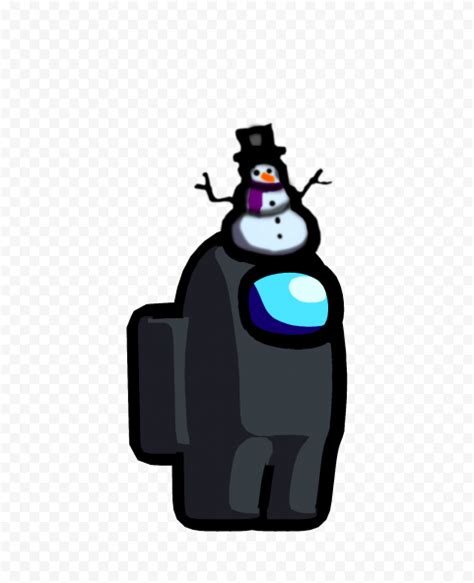Hd Black Among Us Crewmate Character With Snowman Hat Png Citypng