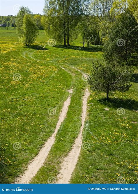 A Winding Country Road On A Sunny Spring Day Stock Image Image Of
