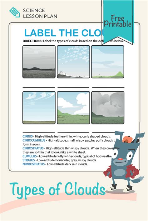 Types Of Clouds Worksheet 4th Grade