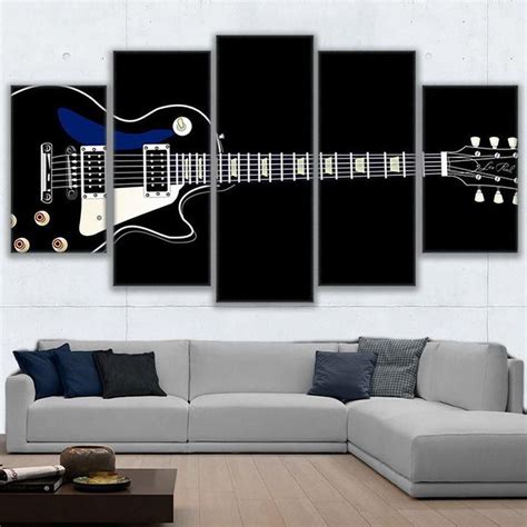 Electric Guitar Music Illustration Music 5 Panel Canvas Art Wall