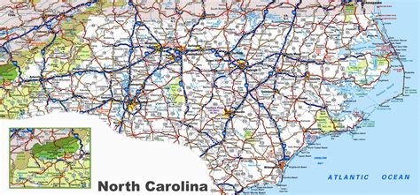 North Carolina State Map With Cities And Towns Secretmuseum