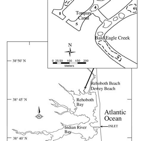 Map Of The 3 Delaware Inland Bays With An Insert Of The 2 Dead End