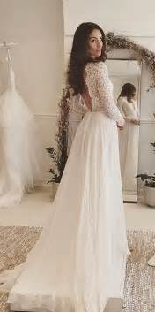 Elegant White Lace Long Sleeves V Neck V Back Sexy Wedding