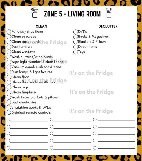 Printable Cleaning Checklist Flylady Planner Zone Cleaning Etsy