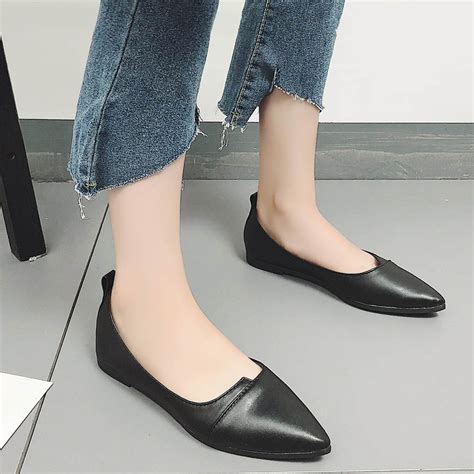 Youyedian Women Ladies Solid Pointed Toe Flat Heel Womens Shoes Casual