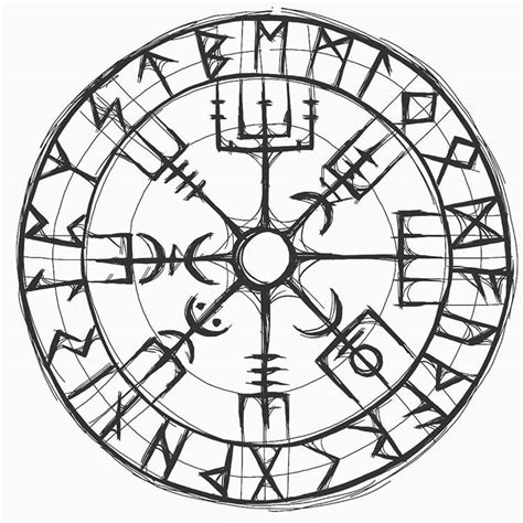 A Black And White Drawing Of An Astro Wheel With Symbols In The Middle