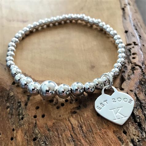 Personalized Graduated Bead Bracelet Personalized Tiffany Style 2 Sisters Handcrafted