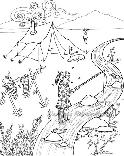 Search through 623,989 free printable colorings at getcolorings. Late Summer Camping - Hand Drawn Alaska Native coloring ...