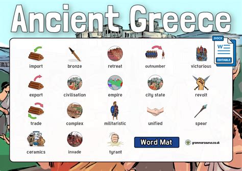 History Ancient Greece Word Mat Grammarsaurus