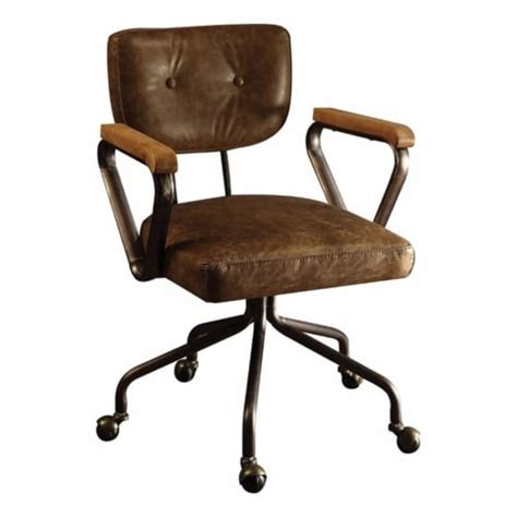 Bowery Hill Leather Swivel Office Chair In Vintage Whiskey Brown 1