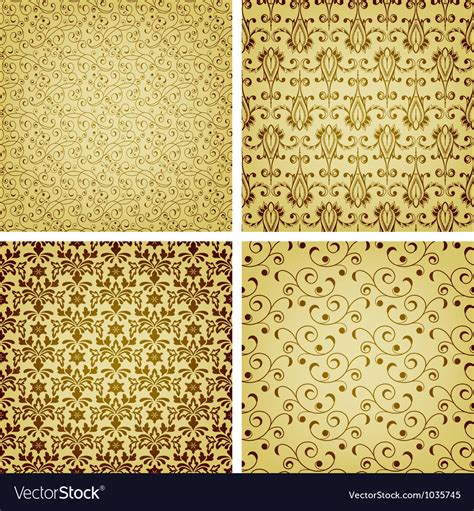 Seamless Golden Patterns Royalty Free Vector Image