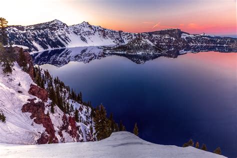 Crater Lake Winter Sunset Crater Lake National Park Orego Flickr