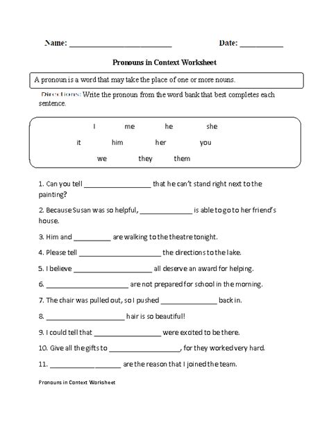 We have crafted many worksheets covering various aspects of this topic, and many more. Pronouns in Context Worksheet | Pronoun worksheets ...