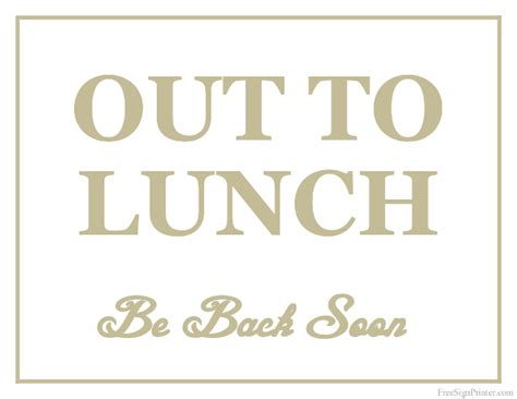 Printable Out To Lunch Sign