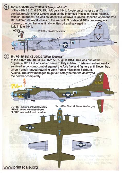 Print Scale Decals 172 Boeing B 17 Flying Fortress Part 1 Ebay