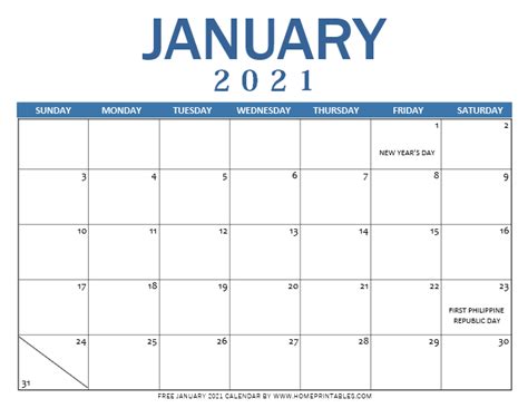 Downloading and printing our calendars is simple and easy. January 2021 Calendar for Instant Download - Home Printables