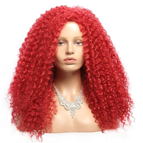 Heat Resistant Synthetic Hair Kinky Curly Red Wig For Black Women High