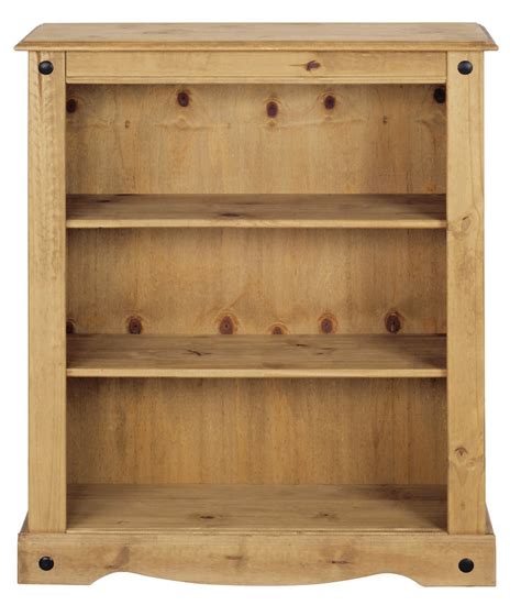 Corona Small Low Bookcase Mexican Solid Pine Rustic Distressed