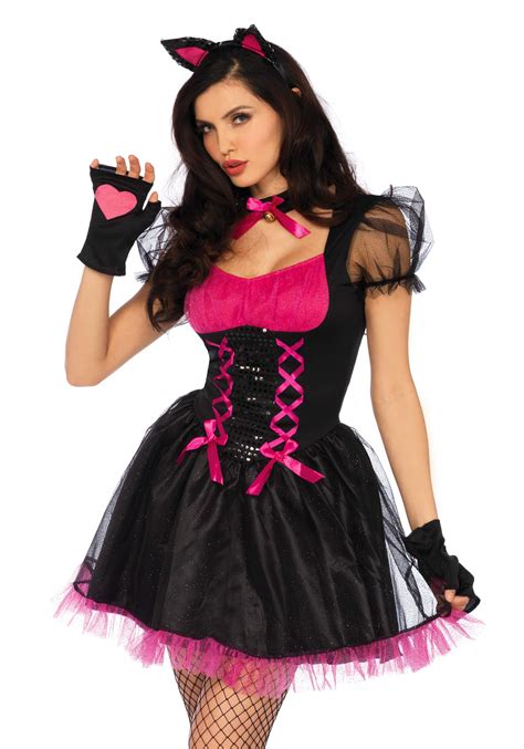 Pretty Kitty Ladies Fancy Dress Halloween Black Cat Adults Leg Avenue