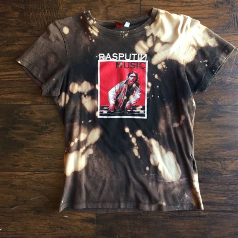 Hand Distressed One Of A Kind Rasputin Music Acid Washed Fitted Tee