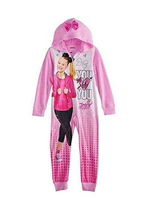 Girls Jojo Siwa Union Hooded One Piece Pajama Suit Fleece Blanket