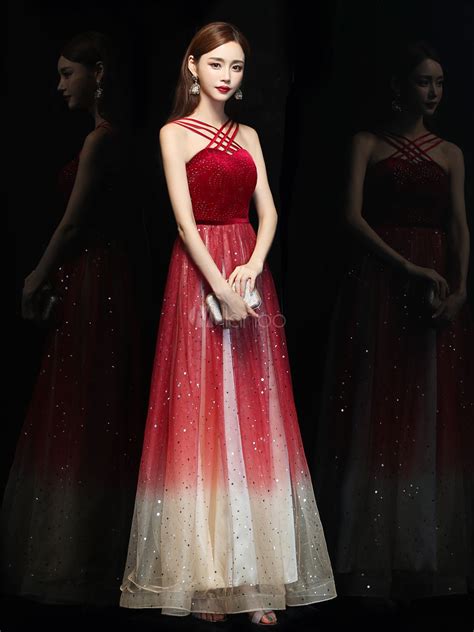 Burgundy Prom Dress Korean Velvet Designed Neckline A Line Sleeveless Sequins Party Dresses
