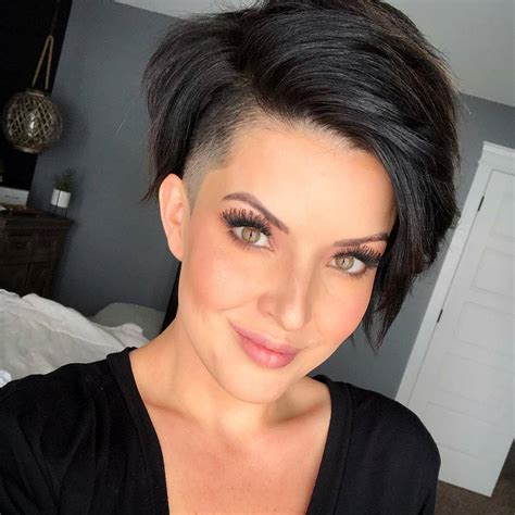 long pixie haircut with side swept bangs