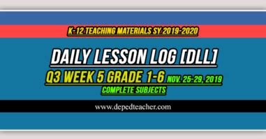 Daily Lesson Log DLL Q3 Week 5 Grade 1 6 All Subjects DepEd Teacher