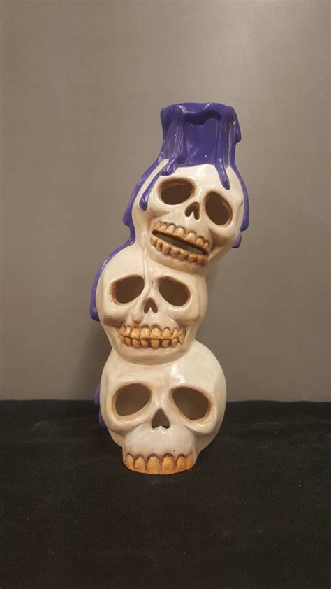 Skull Stack Ceramic Bisque Skeletons Light Up Skulls Etsy
