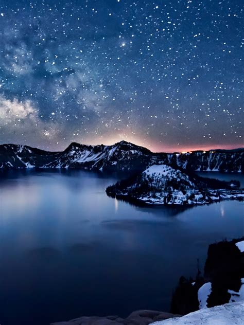 Free Download Milky Way Above Crater Lake Oregon Hd Bing Wallpaper