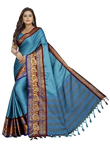 Buy Peegli Saree Indian Womens Blue And Brown Banarasi Silk Saree Pack Of 2 Sari For T At