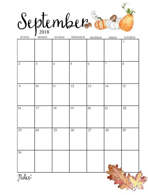 Blank September Calendar Printable