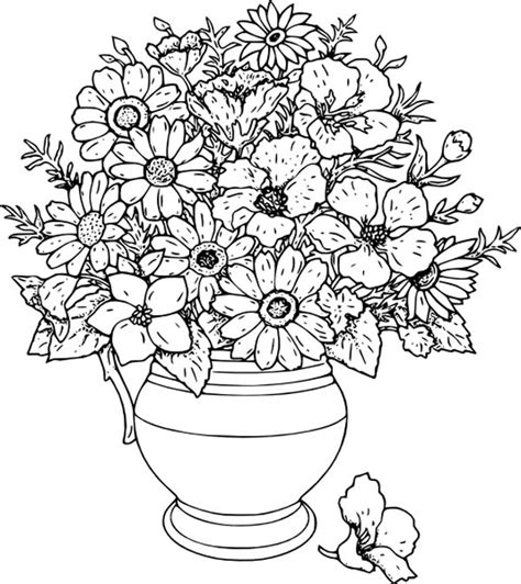 Once your flower bouquet is colored. Beautiful Flower Vase Coloring Page : Coloring Sky