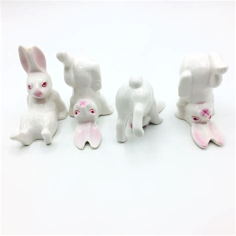 Vintage Tumbling Bunny Rabbits 1970s Bone China Ceramic White Etsy