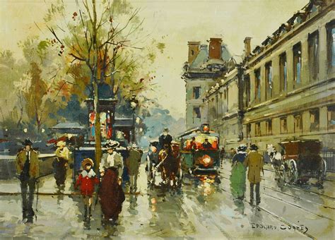 Lot 205 Edouard Cortes Oil On Canvas Paris Street Scene