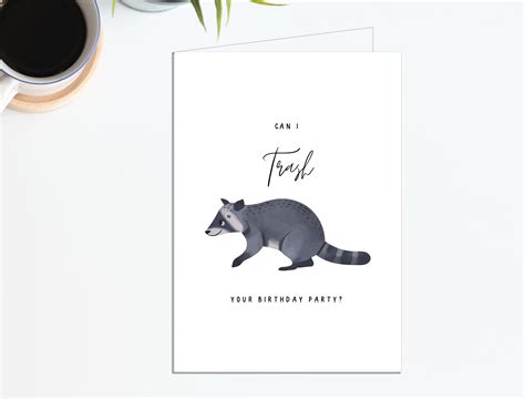 Raccoon Printable Birthday Card Instant Download Cute Funny Etsy