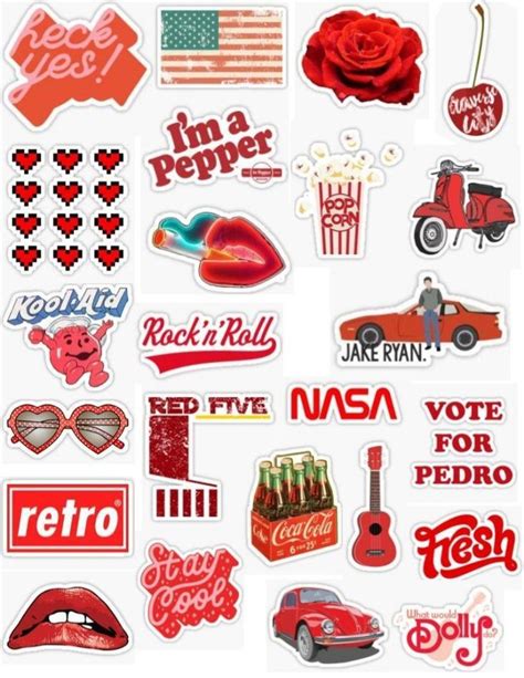 Retro Red Stickers Red Stickers Iphone Case Stickers Aesthetic Stickers