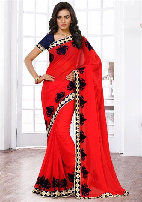 Hot Red Party Wear Saree Saree Designs Party Wear Sarees Party Wear