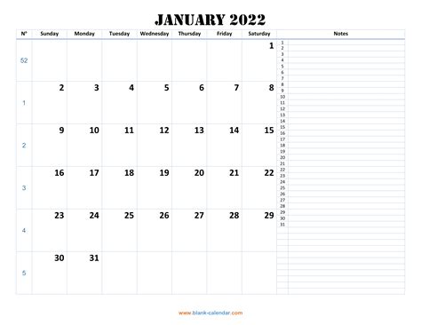 85 X 11 Inch Color 2022 Calendar Template Instant Monthly Calendar