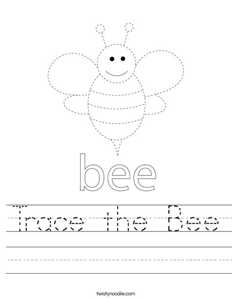 Trace The Bee Worksheet Twisty Noodle