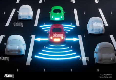 Autonomous Self Driving Car Moving Through Highway Autopilot And Sensing Systems 3d Rendering